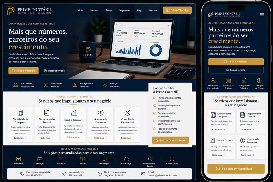 Conceito de site para contabilidade