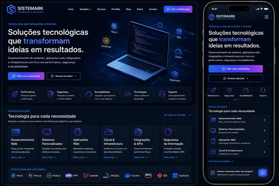 Conceito de site para empresa de tecnologia